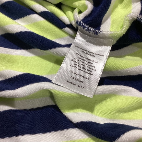 T by Talbots Blouse Size M UPF 50 Protection Stripe 3/4 Sleeve T-Shirt Tie Bow - Picture 7 of 9